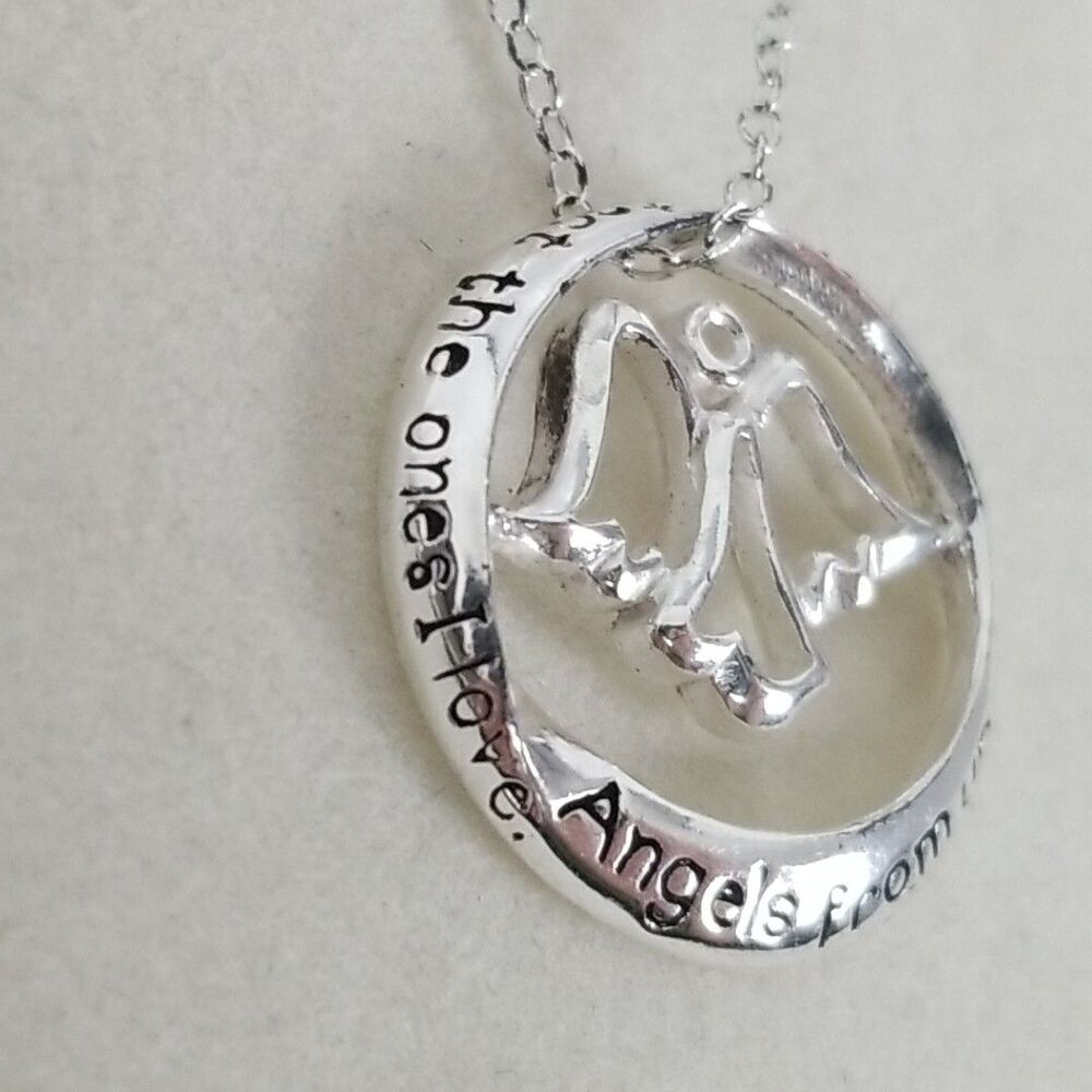 "Angels from up above" 18" Women's Necklace W/ Charm Pendant 925 Sterling